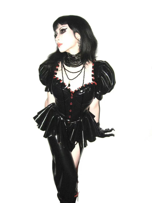 "Rough" Black & Red Dual-Tone Latex Gown