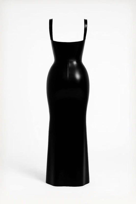 V Cut Wonder Cup Latex Evening Gown
