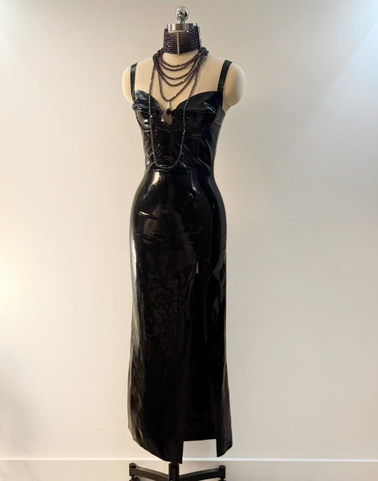 V Cut Wonder Cup Latex Evening Gown