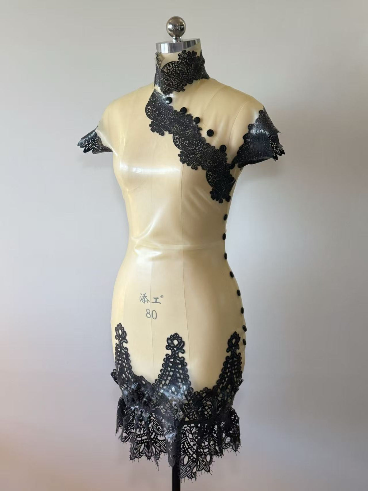 The Mourning Lace Latex Cheongsam Dress