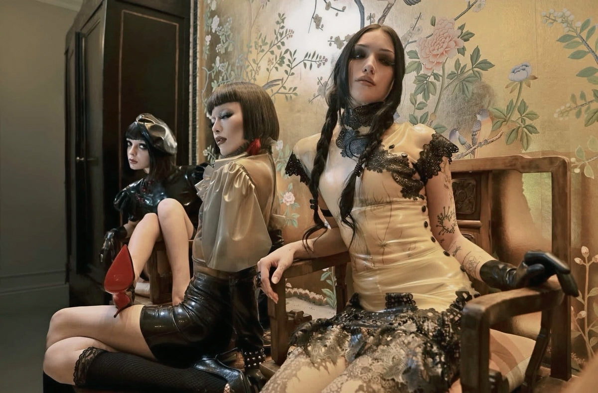 The Mourning Lace Latex Cheongsam Dress