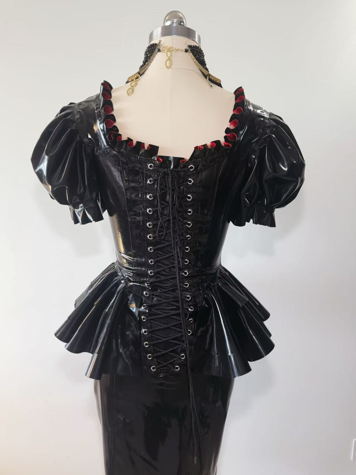 "Rough" Black & Red Dual-Tone Latex Gown
