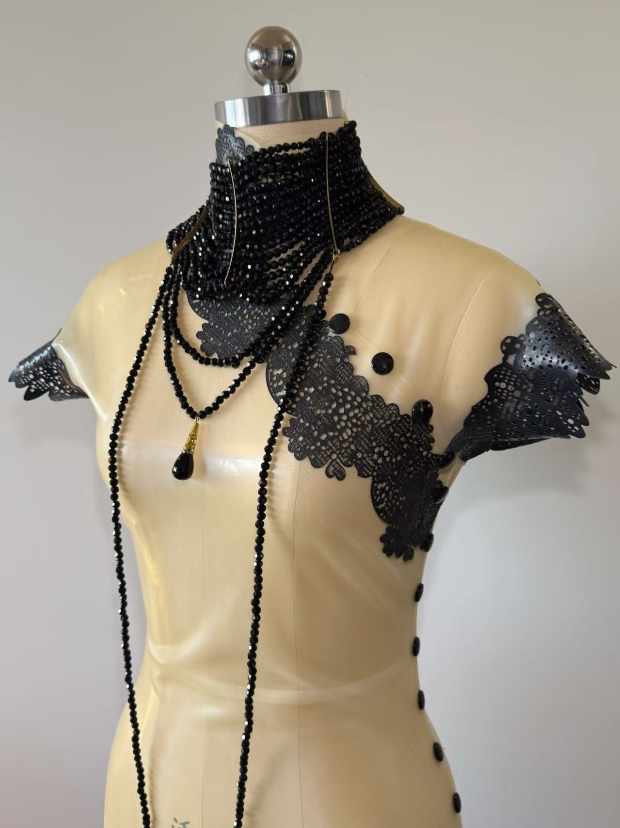 The Mourning Lace Latex Cheongsam Dress