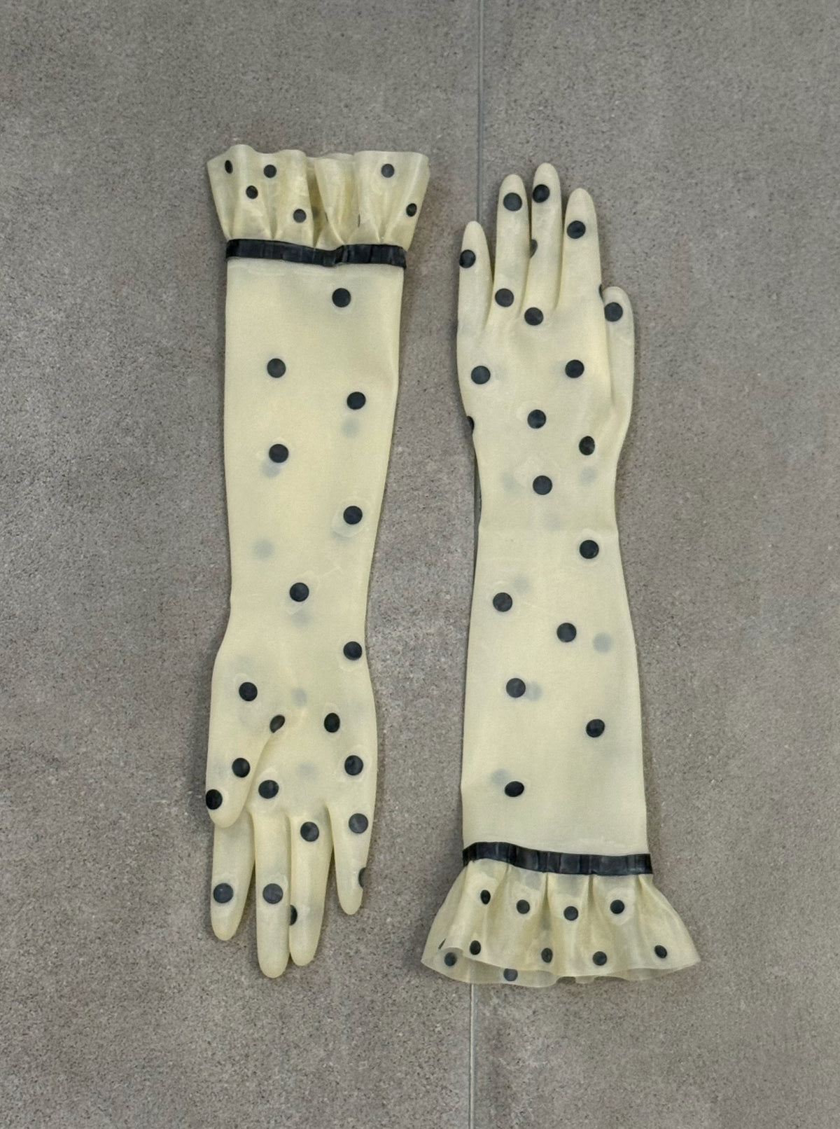 Handmade Polka Dot Long Ruffle Latex gloves