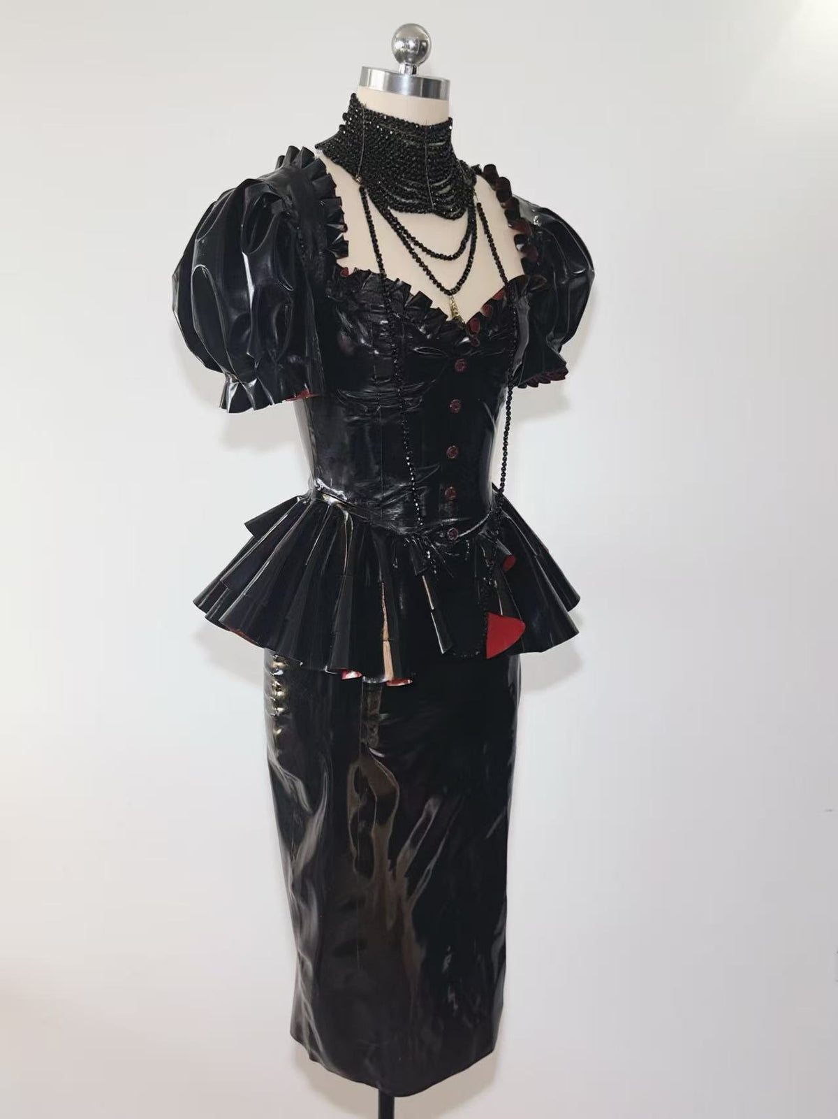 "Rough" Black & Red Dual-Tone Latex Gown