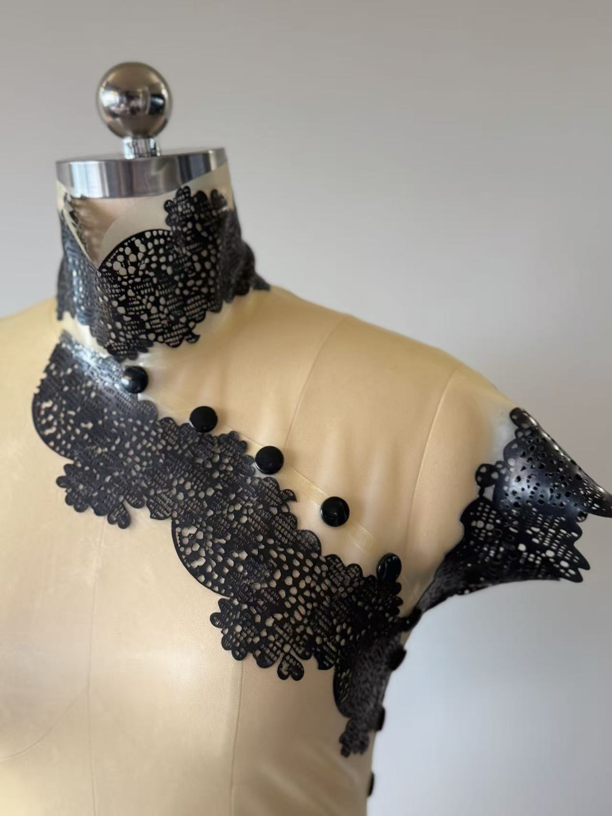 The Mourning Lace Latex Cheongsam Dress