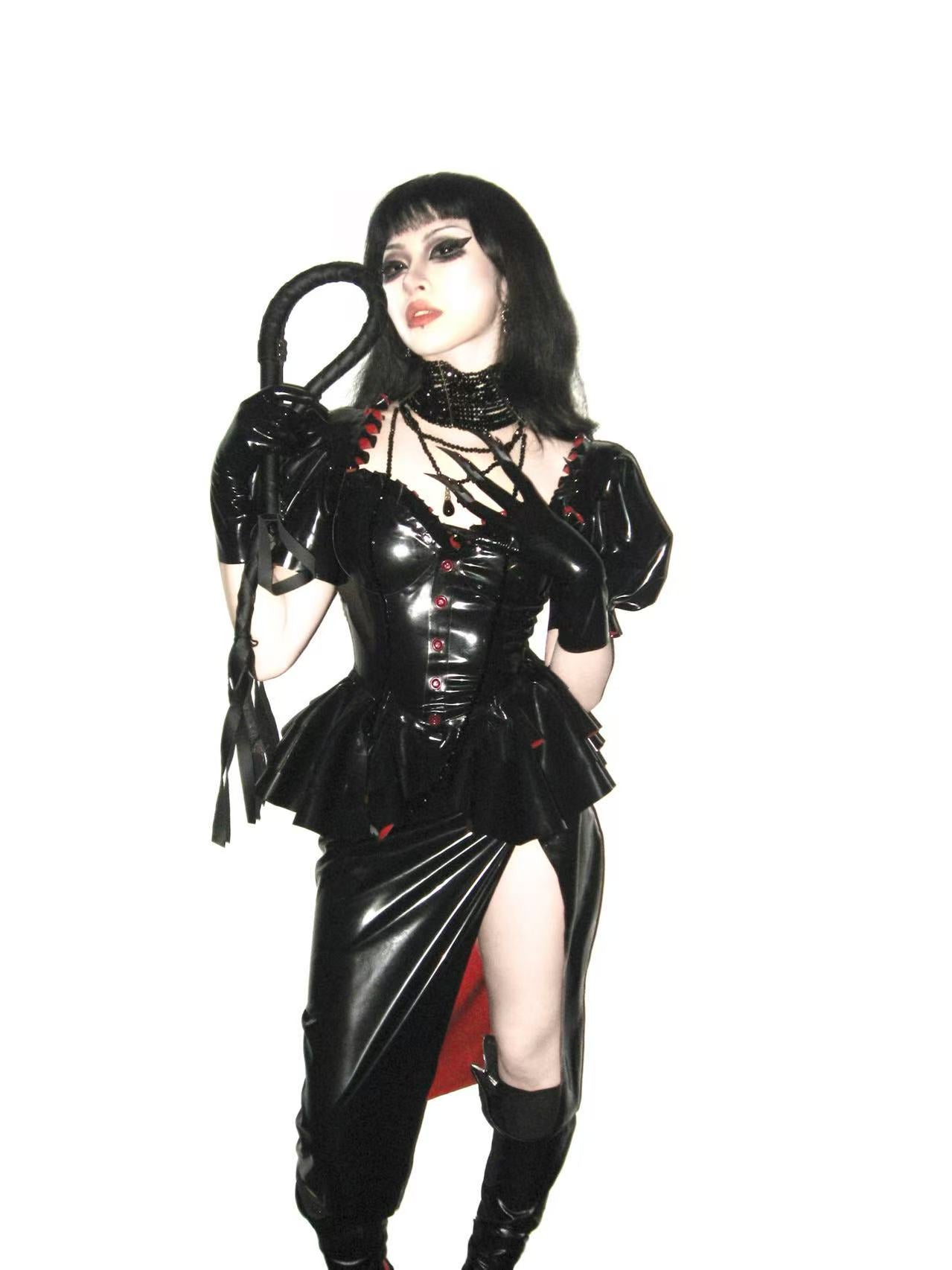 "Rough" Black & Red Dual-Tone Latex Gown