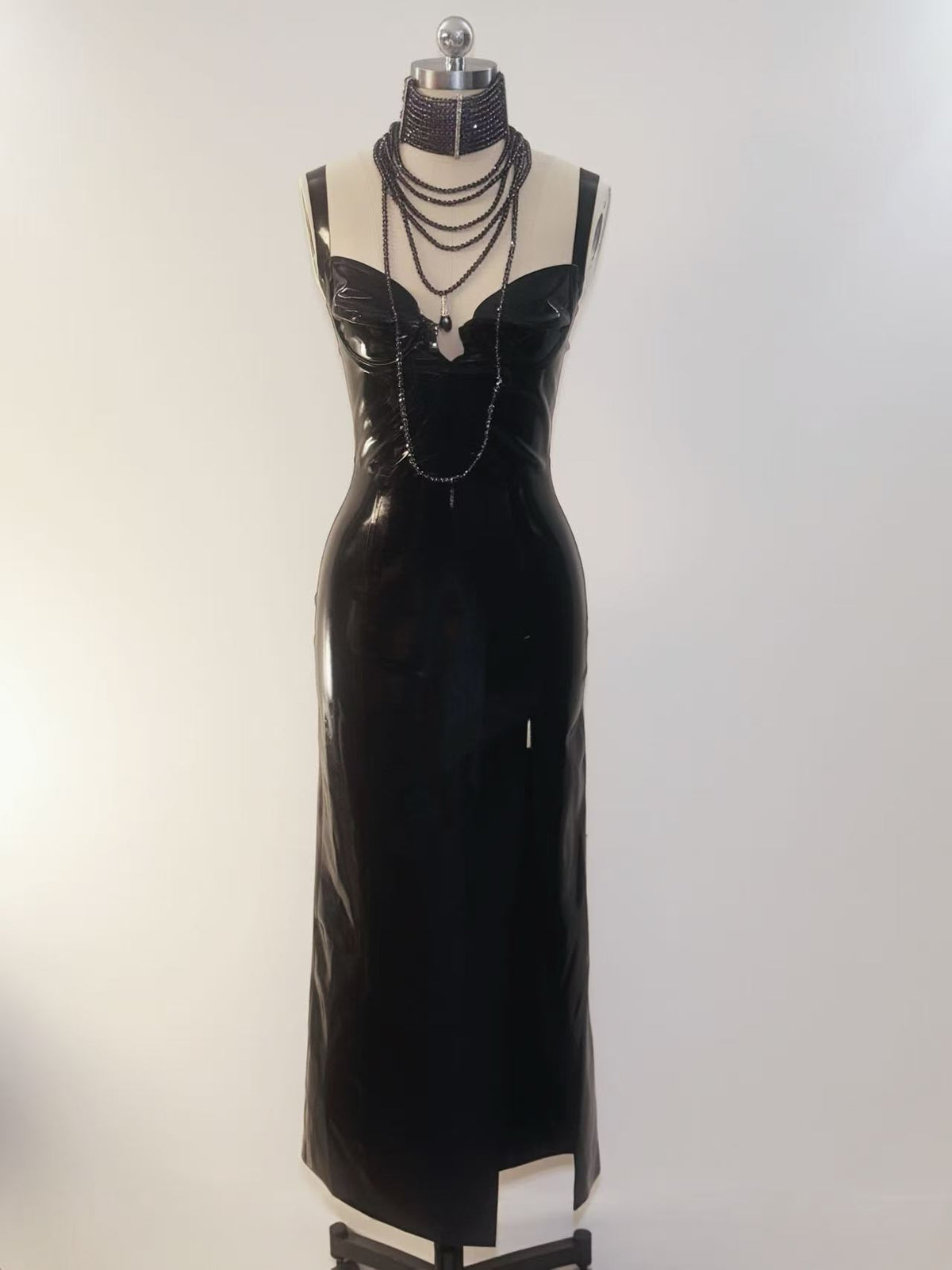 V Cut Wonder Cup Latex Evening Gown