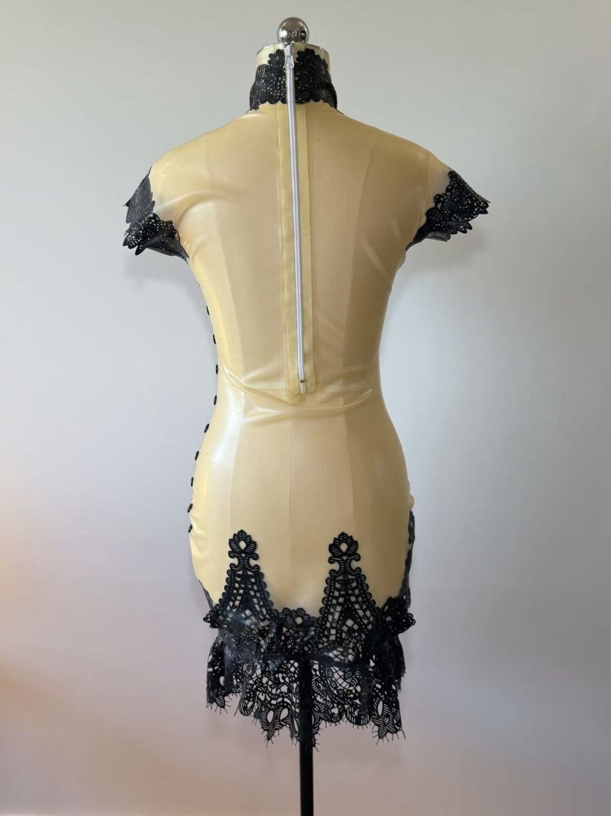 The Mourning Lace Latex Cheongsam Dress