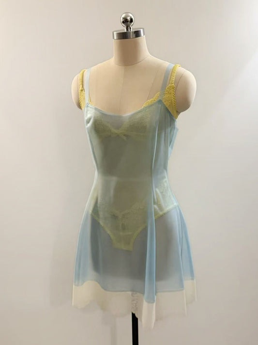 Pale-blue Transparent Latex Mini Dress